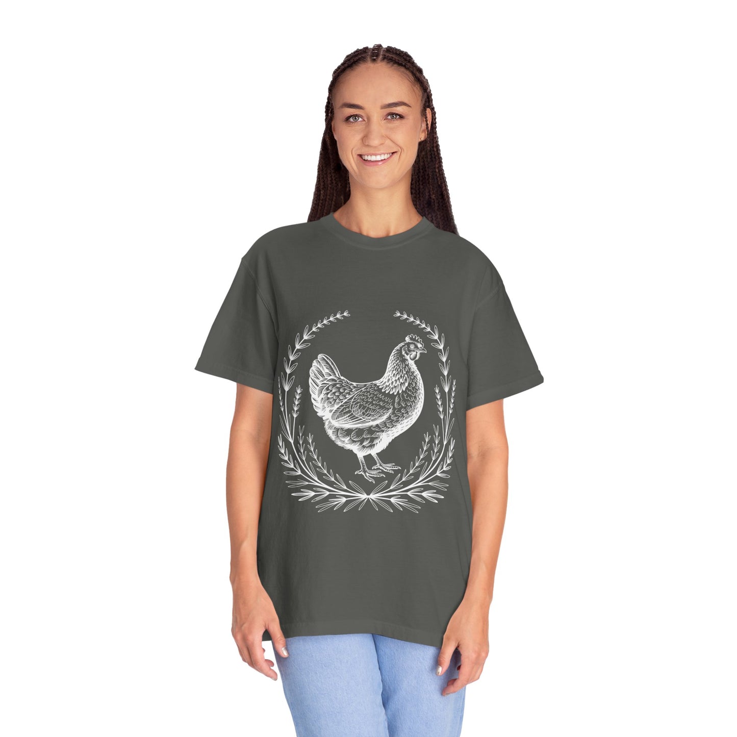 White Hen & Herbal Wreath T-Shirt — Vintage Scientific Illustration