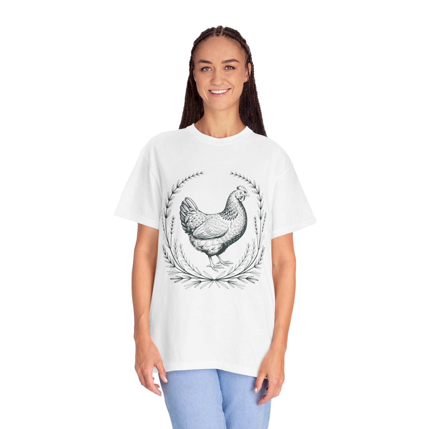 Hen & Herbal Wreath T-Shirt — Vintage Scientific Illustration