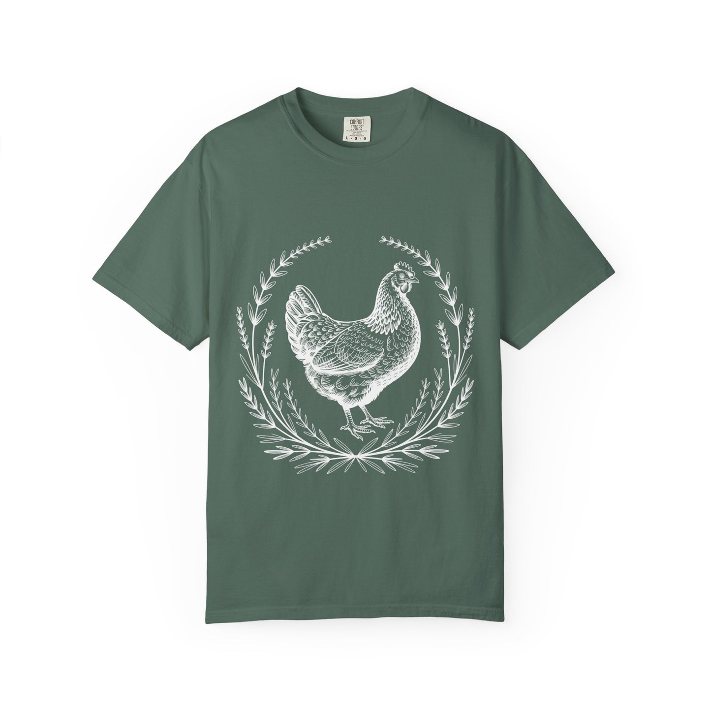 White Hen & Herbal Wreath T-Shirt — Vintage Scientific Illustration
