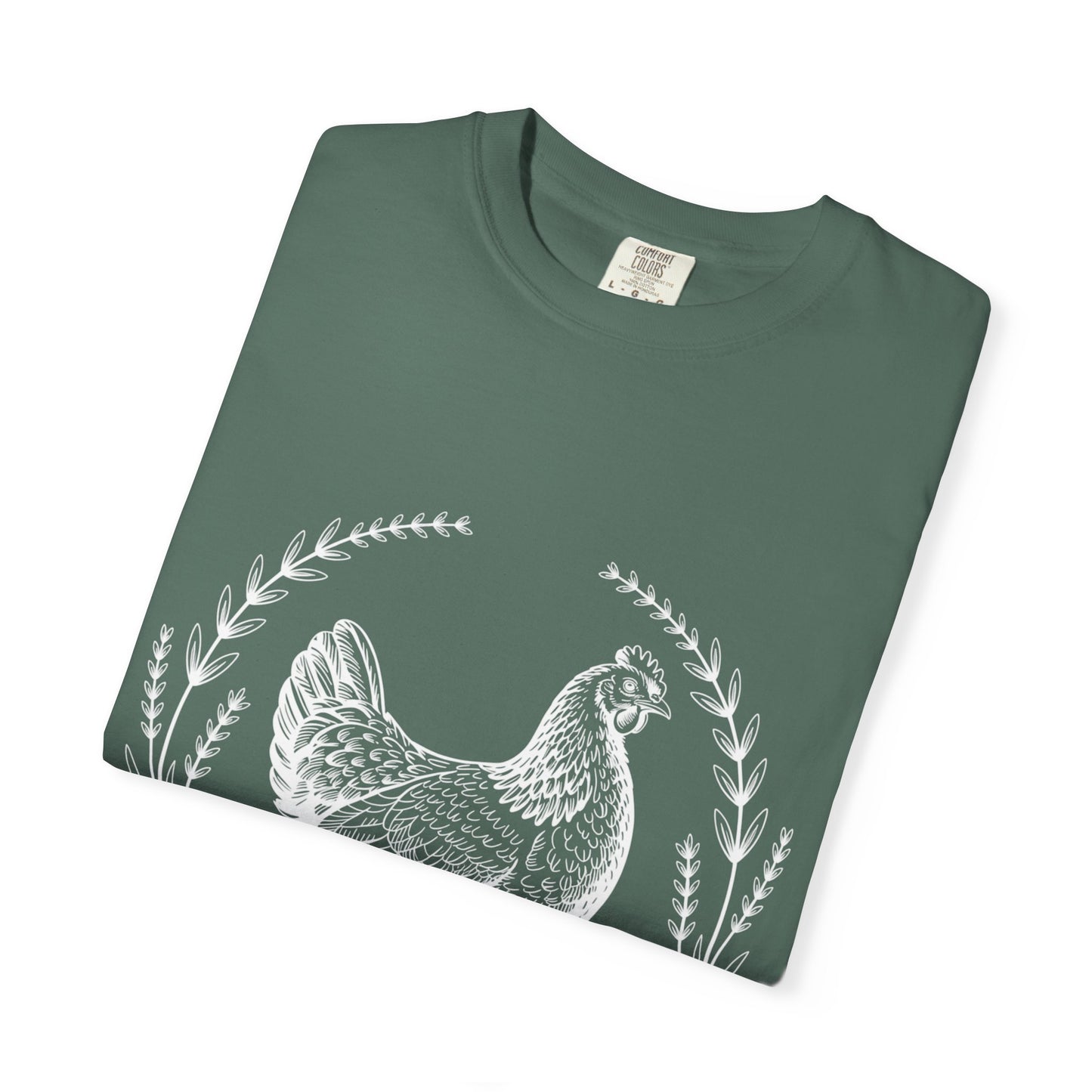 White Hen & Herbal Wreath T-Shirt — Vintage Scientific Illustration