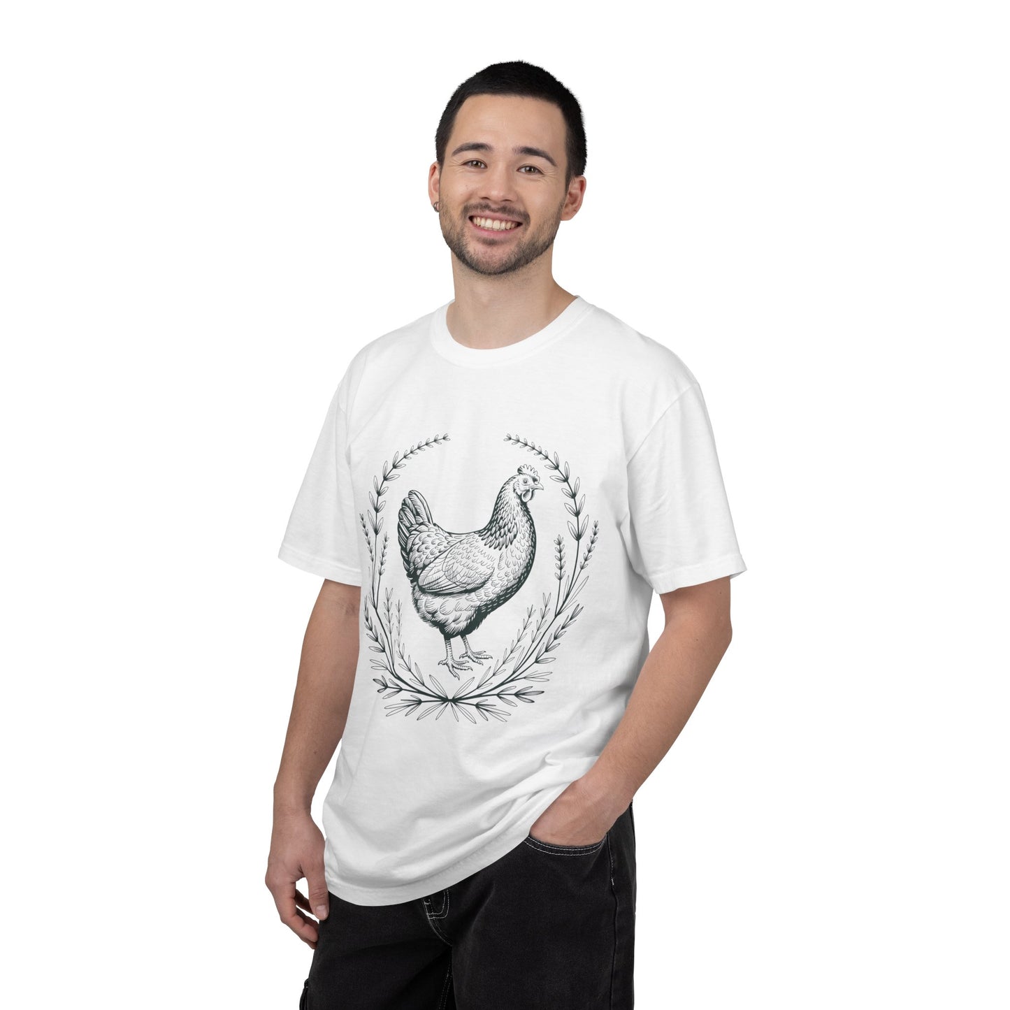 Hen & Herbal Wreath T-Shirt — Vintage Scientific Illustration
