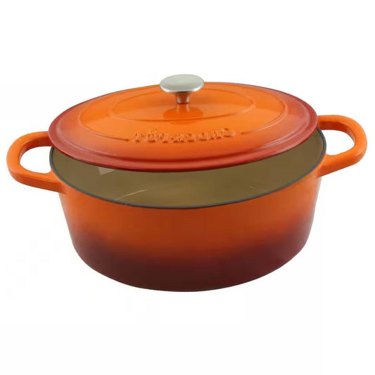 Orange Red Sunbust 7-Quart Enameled Cast Iron Dutch Oven with Lid