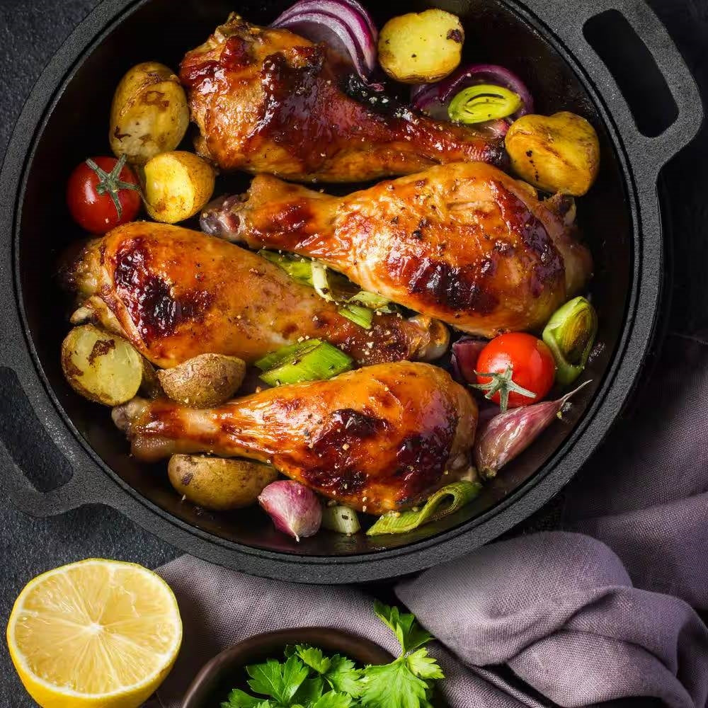 Cast Iron 5-Quart Pre-Seasoned Dutch Oven with 2-in-1 Skillet Lid 10.25-inch