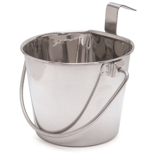 Jeffers Flat-Sided Stainless Steel Pails with Hook & Handle